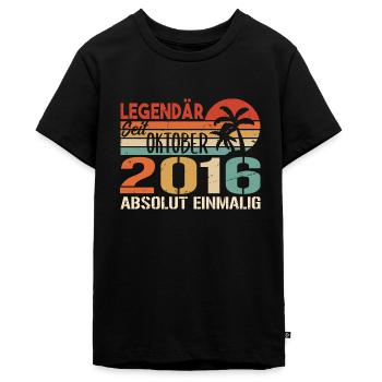 Legenden werden im Oktober 2016 geboren - 2016 - Teenager Premium Bio T-Shirt - Schwarz - Vorne - AI Model Teenager Male light (155cm)