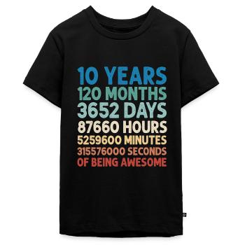 10 Jahre alt 10. Geburtstag 120 Monate Vintage - Teenager Premium Bio T-Shirt - Schwarz - Vorne - AI Model Teenager Male light (155cm)