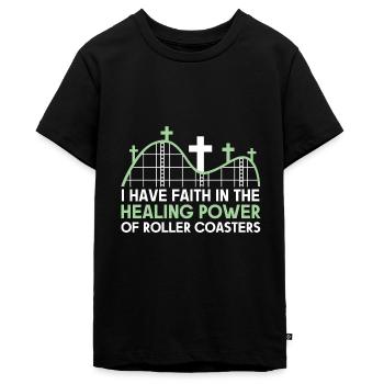 Achterbahn Freizeitpark Vergnügungspark - Teenager Premium Bio T-Shirt - Schwarz - Vorne - AI Model Teenager Male light (155cm)