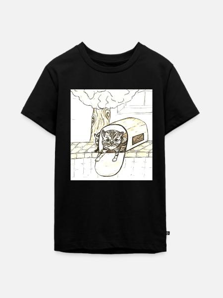 Kätzchen im Briefkasten - Teenager Premium Bio T-Shirt - Schwarz