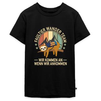 Faultier Wander Team Wandergruppe Berg Wanderung - Teenager Premium Bio T-Shirt - Schwarz - Vorne - AI Model Teenager Male light (155cm)