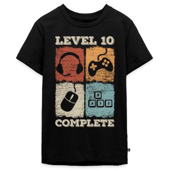 10. Geburtstag Level Complete Gaming - Teenager Premium Bio T-Shirt - Schwarz - Vorne - AI Model Teenager Male light (155cm)
