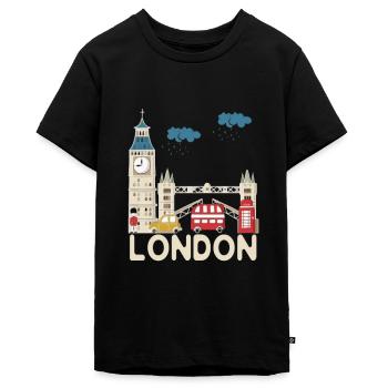 London Souvenir T Shirt - Teenager Premium Organic T-Shirt - black - Front - AI Model Teenager Male light (155cm)