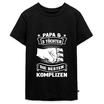 Papa 3 Töchter Papa von 3 Mädchen Geschenk - Teenager Premium Bio T-Shirt - Schwarz - Vorne - AI Model Teenager Male light (155cm)