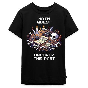 Main Quest Past | Archaeology History - Teenager Premium Organic T-Shirt - black - Front - AI Model Teenager Male light (155cm)
