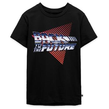 Retour Vers Le Futur Logo Rétro Argent - T-shirt Premium bio Ado - noir - Devant - AI Model Teenager Male light (155cm)