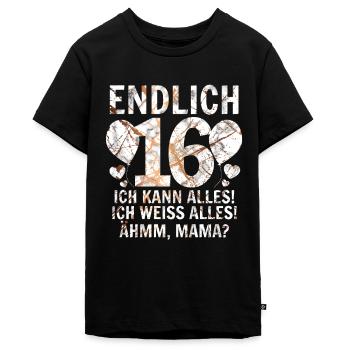 16 Geburtstag - Teenager Premium Bio T-Shirt - Schwarz - Vorne - AI Model Teenager Male light (155cm)