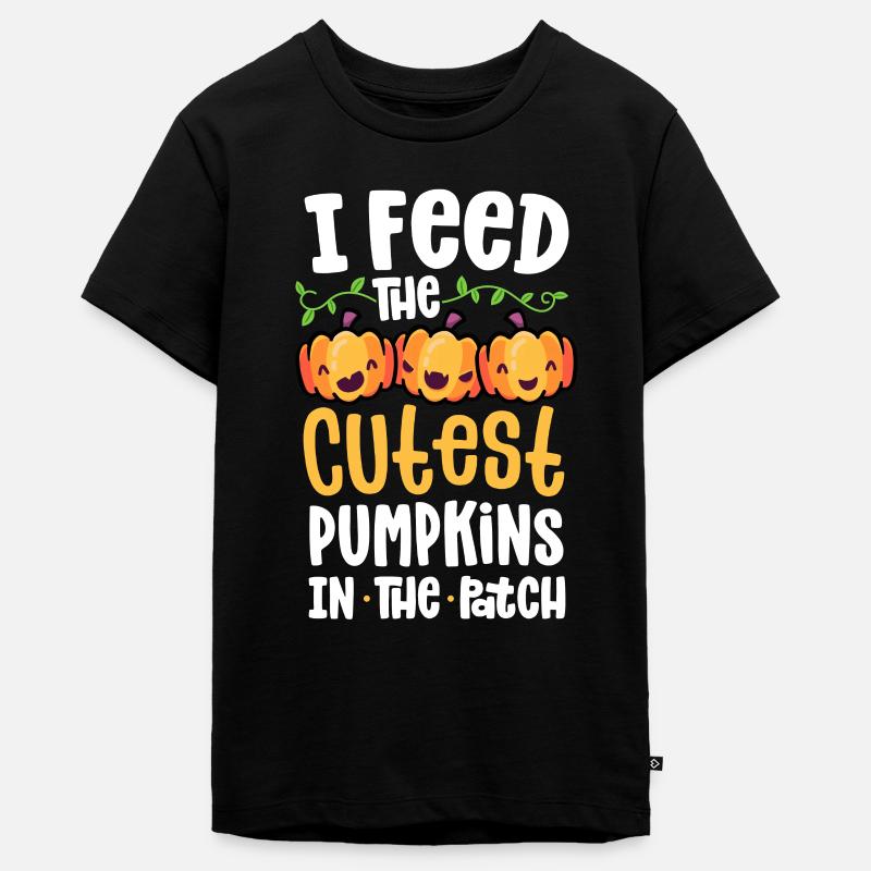 Je nourris les citrouilles les plus mignonnes dans le déjeuner patch - T-shirt Premium bio Ado - noir