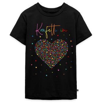 Konfetti im Herzen - Teenager Premium Bio T-Shirt - Schwarz - Vorne - AI Model Teenager Male light (155cm)