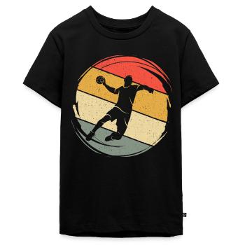 Handball Spieler Handballspieler Handballer - Teenager Premium Bio T-Shirt - Schwarz - Vorne - AI Model Teenager Male light (155cm)