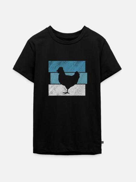 Huhn Hühner Retro - Teenager Premium Bio T-Shirt - Schwarz