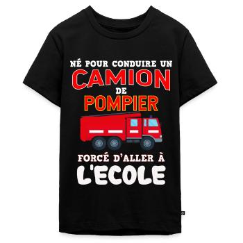 Pompier Véhiciule Cadeau Pour Mon Garçon - T-shirt Premium bio Ado - noir - Devant - AI Model Teenager Male light (155cm)
