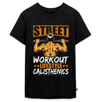 Calisthenics - Teenager Premium Bio T-Shirt - Schwarz - Vorne - AI Model Teenager Male light (155cm)