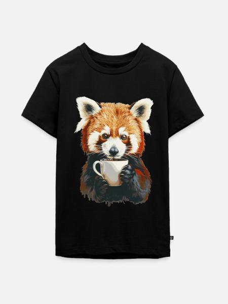 Roter Panda - Teenager Premium Bio T-Shirt - Schwarz