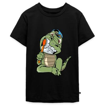 Zahnputz Krokodil Zähne Putzen - Teenager Premium Bio T-Shirt - Schwarz - Vorne - AI Model Teenager Male light (155cm)