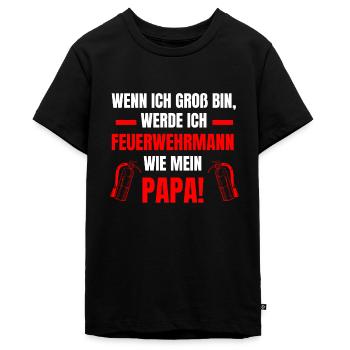 Feuerwehrmann Papa Vater Spruch Sohn Feuerwehr - Teenager Premium Bio T-Shirt - Schwarz - Vorne - AI Model Teenager Male light (155cm)