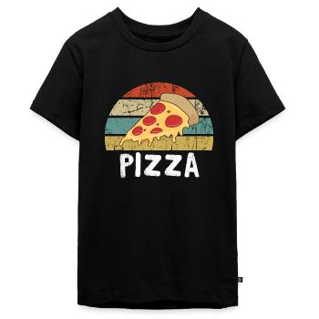 Pizza - Teenager Premium Bio T-Shirt - Schwarz - Vorne - AI Model Teenager Male light (155cm)