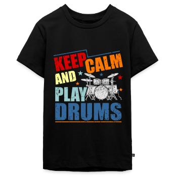 Schlagzeug Schlagzeuger Drummer Geschenk - Teenager Premium Bio T-Shirt - Schwarz - Vorne - AI Model Teenager Male light (155cm)