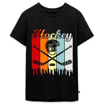 Eishockey - Teenager Premium Bio T-Shirt - Schwarz - Vorne - AI Model Teenager Male light (155cm)