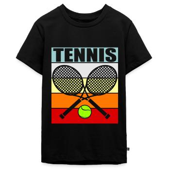 tennis - T-shirt Premium bio Ado - noir - Devant - AI Model Teenager Male light (155cm)