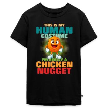 Chicken Nugget - Teenager Premium Organic T-Shirt - black - Front - AI Model Teenager Male light (155cm)