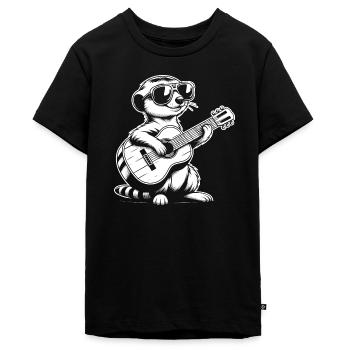 Erdmännchen mit Gitarre - Teenager Premium Bio T-Shirt - Schwarz - Vorne - AI Model Teenager Male light (155cm)