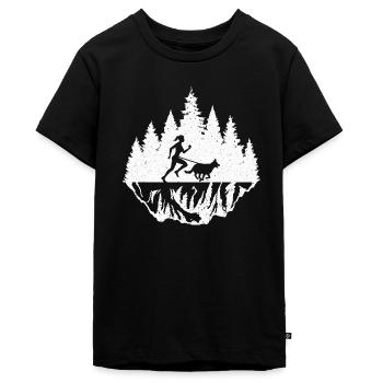 Canicross Cross Country Chien Canicross Runner - T-shirt Premium bio Ado - noir - Devant - AI Model Teenager Male light (155cm)