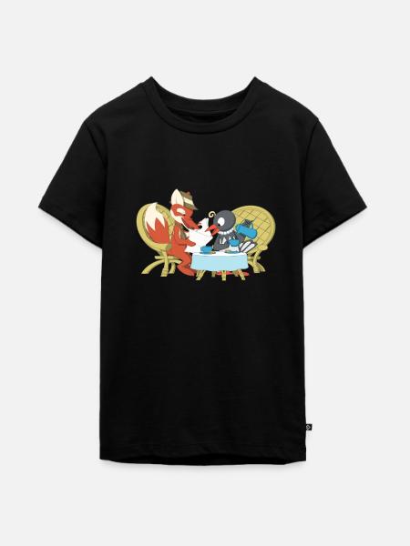 Fuchs und Elster beim Kaffeeklatsch - Teenager Premium Bio T-Shirt - Schwarz