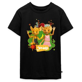 JoNaLu Jo Naya Und Lu Winken Fröhlich - Teenager Premium Bio T-Shirt - Schwarz - Vorne - AI Model Teenager Male light (155cm)