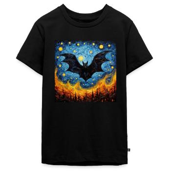 fledermaus, van gogh, sternennacht, tier - Teenager Premium Bio T-Shirt - Schwarz - Vorne - AI Model Teenager Male light (155cm)