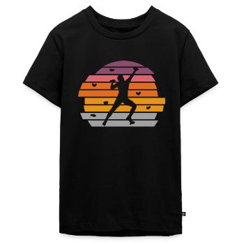 Klettern Boulder Bouldern Bergsteiger - Teenager Premium Bio T-Shirt - Schwarz - Vorne - AI Model Teenager Male light (155cm)