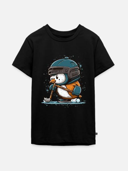 Pinguin-Eishockey-Star - Teenager Premium Bio T-Shirt - Schwarz
