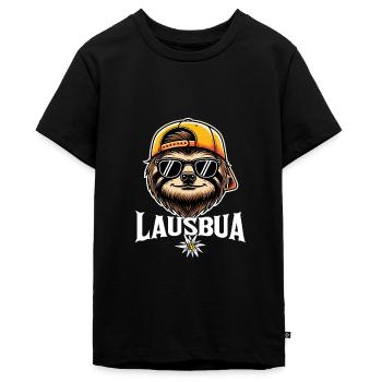 Lausbua Faultier Bayrisch Polterabend Party JGA - Teenager Premium Bio T-Shirt - Schwarz - Vorne - AI Model Teenager Male light (155cm)