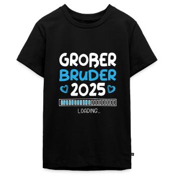 Großer Bruder 2025 Loading - Teenager Premium Bio T-Shirt - Schwarz - Vorne - AI Model Teenager Male light (155cm)