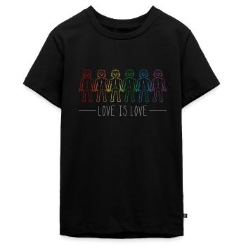 Playmobil Figuren Regenbogen-Design Love Is Love - Teenager Premium Bio T-Shirt - Schwarz - Vorne - AI Model Teenager Male light (155cm)