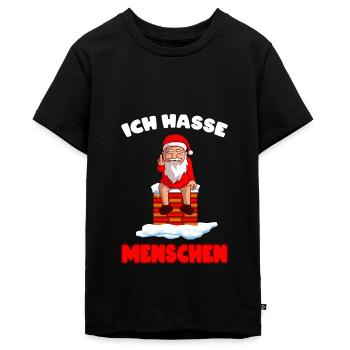 Ich hasse Menschen Weihnachten Weihnachtsmann - Teenager Premium Bio T-Shirt - Schwarz - Vorne - AI Model Teenager Male light (155cm)