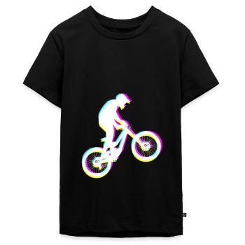 Mountain biking Mountain biking Mountain bikers - Teenager Premium Organic T-Shirt - black - Front - AI Model Teenager Male light (155cm)
