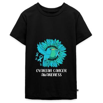 Ovarian Cancer Cancer Survivor Cancer - Teenager Premium Organic T-Shirt - black - Front - AI Model Teenager Male light (155cm)