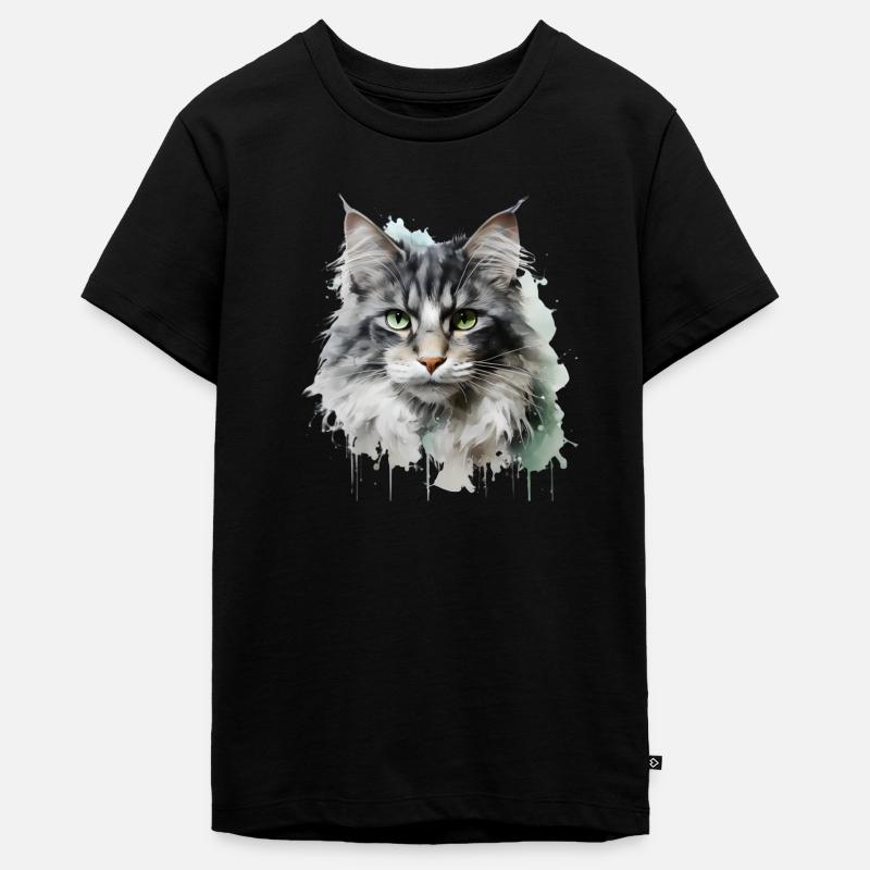 Visage de chat mignon - T-shirt Premium bio Ado - noir