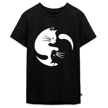 Katzen Yin Yang - Teenager Premium Bio T-Shirt - Schwarz - Vorne - AI Model Teenager Male light (155cm)