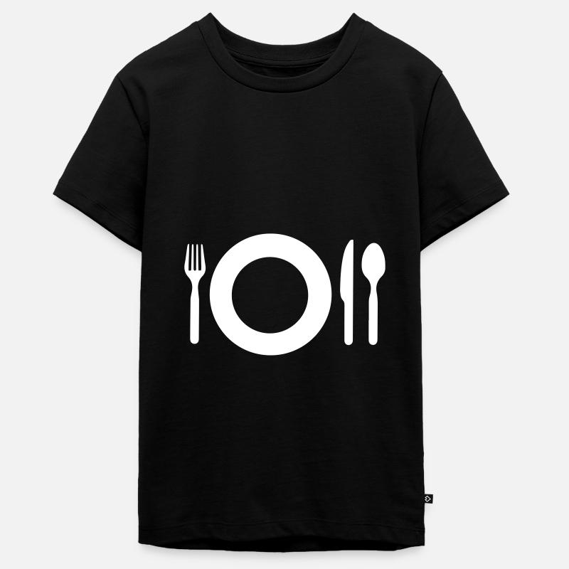 Couteau et fourchette - boisson nourriture repas - T-shirt Premium bio Ado - noir