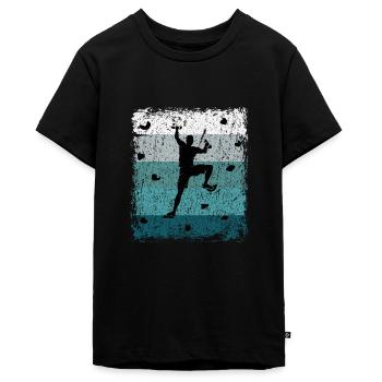 Vintage Bouldern Boulderer Geschenk - Teenager Premium Bio T-Shirt - Schwarz - Vorne - AI Model Teenager Male light (155cm)