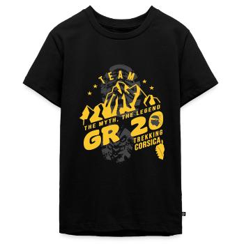 GR 20 trekking trek gr 20 corsica - T-shirt Premium bio Ado - noir - Devant - AI Model Teenager Male light (155cm)