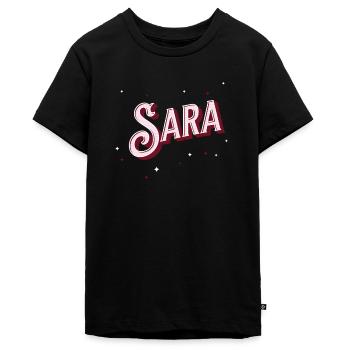 Sara Namen personalisiert - Teenager Premium Bio T-Shirt - Schwarz - Vorne - AI Model Teenager Male light (155cm)