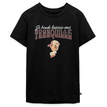 Je boude laissez-moi tranquille t-shirt humour - T-shirt Premium bio Ado - noir - Devant - AI Model Teenager Male light (155cm)