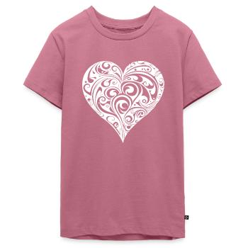 Geometric Playful Tattoo Shape Heart - Teenager Premium Organic T-Shirt - mauve - Front - AI Model Teenager Male light (155cm)
