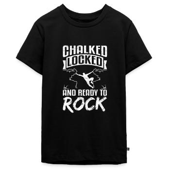 Klettern Bouldern chalked locked and ready to rock - Teenager Premium Bio T-Shirt - Schwarz - Vorne - AI Model Teenager Male light (155cm)
