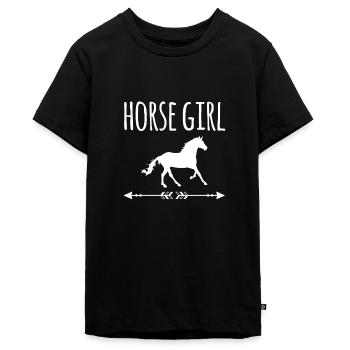 Horse Girl Voltagieren Shirt Geschenk - Teenager Premium Bio T-Shirt - Schwarz - Vorne - AI Model Teenager Male light (155cm)