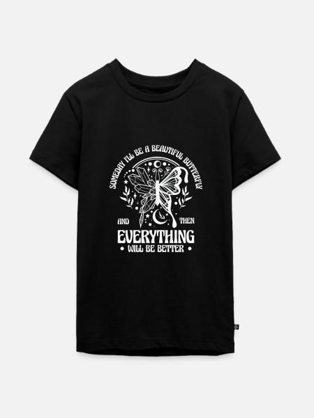 Himmlischer Schmetterling Mystische - Teenager Premium Bio T-Shirt - Schwarz