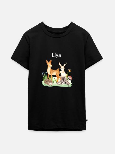 Animal deer rabbit hedgehog Liya - Teenager Premium Organic T-Shirt - black